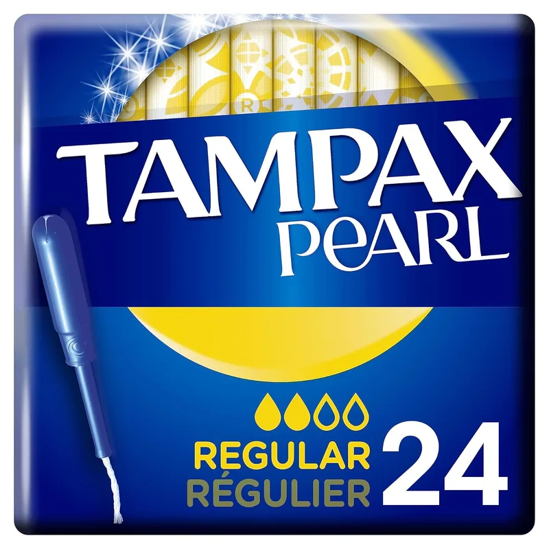 Tampax ▫️ Pearl Regular Tampons with Soft Applicator, Pack of 24, 3 in 1 Anti-Leak Protection, Comfort & Easy Insertion