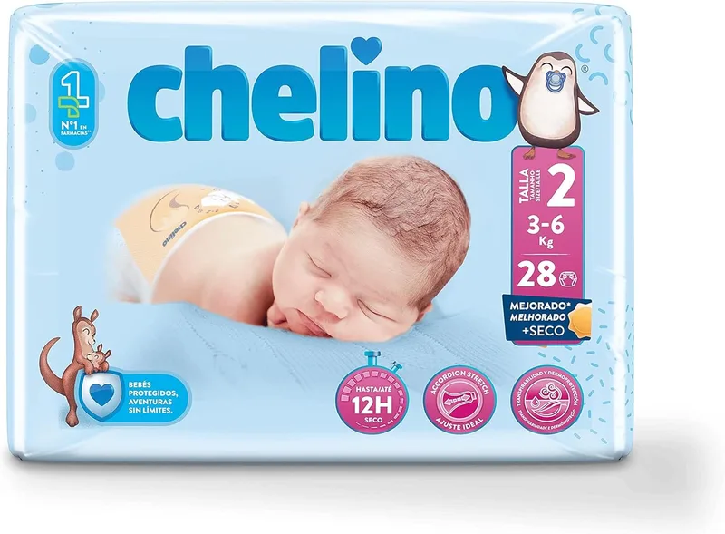 Chelino ▫️ Fraldas para bebés tamanho 2 (3-6 kg), 168 fraldas
