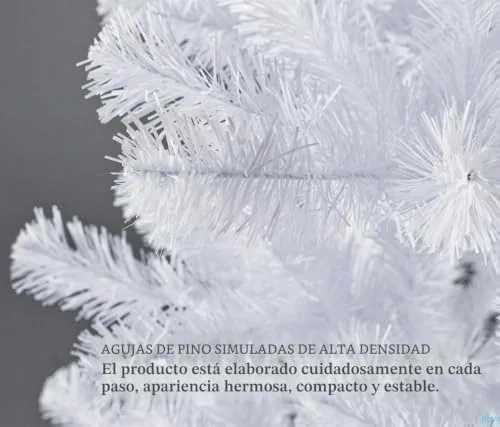 SOLAGUA NAVIDAD ▫️ SOLAGUA Árvore de Natal Artificial com Efeito Brilhante, Árvores com Folhas de Espumilão, de 120 cm a 210 cm, de Primeira Qualidade, com Aspecto Super Natural e Suporte Metálico.(Branco Brilhante, 180 cm, 477 ramos) 2