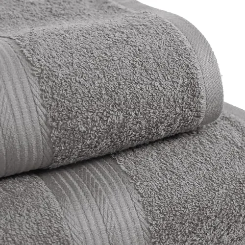 Amazon Basics ▫️ Conjunto completo de toalhas de banho 100% algodão: 2 toalhas de banho + 2 toalhas de mão + 2 toalhas de lavatório, cinzento, embalagem de 6 unidades 2