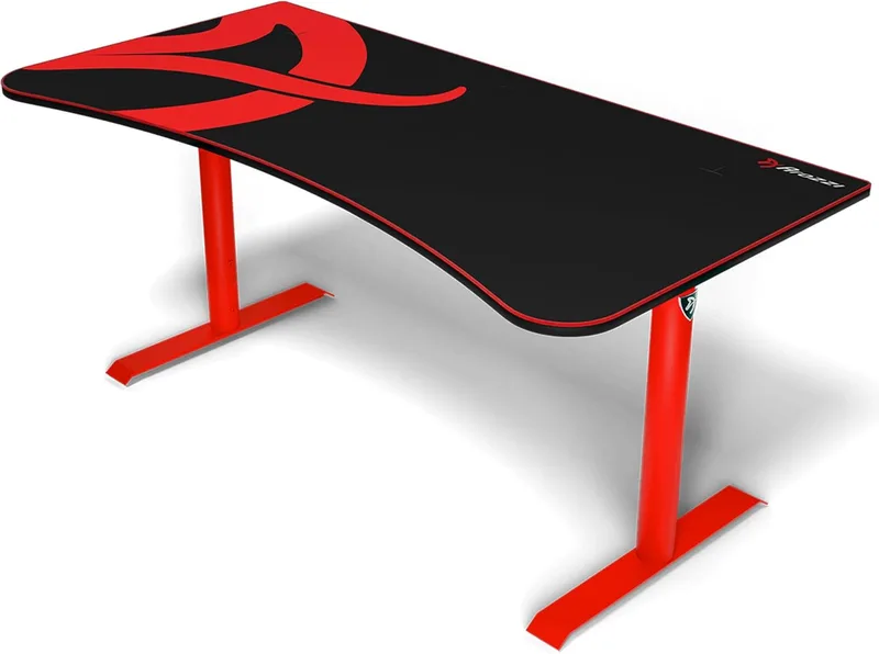 Arozzi ▫️ Arena Gaming Desk Large - Vermelha, Mesa de jogos vermelha com tapete de rato de superfície completa, mesa de jogos de 160 x 82 cm com gestão de cabos, cesto em rede e estrutura robusta, até 80 kg