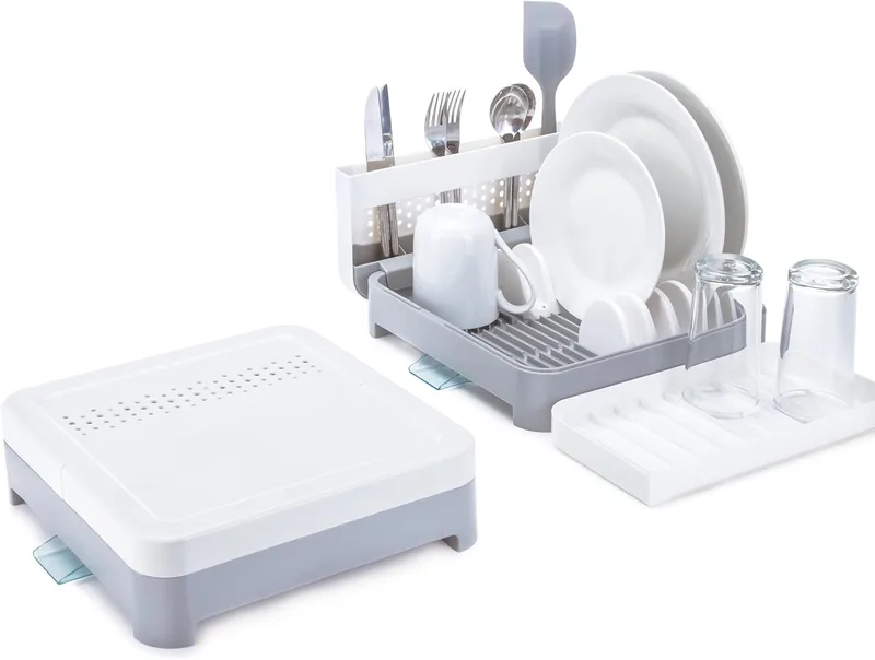 Minky ▫️ Suporte para pratos dobrável branco, 10,5 x 30,4 x 30,2 cm