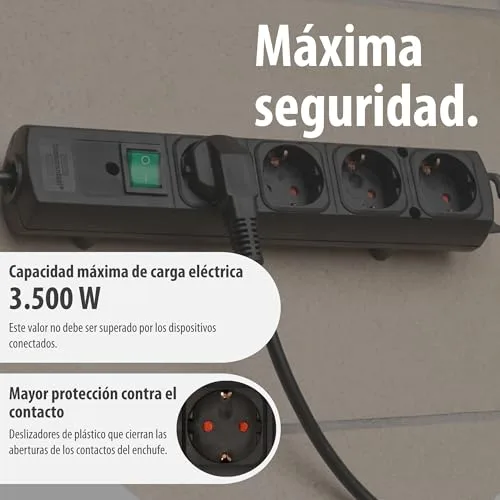 Brennenstuhl ▫️ Comfort Line - extensão com 4 tomadas para montagem (cabo de 2 m, interruptor iluminado, para montagem, ficha plana) Preto 5