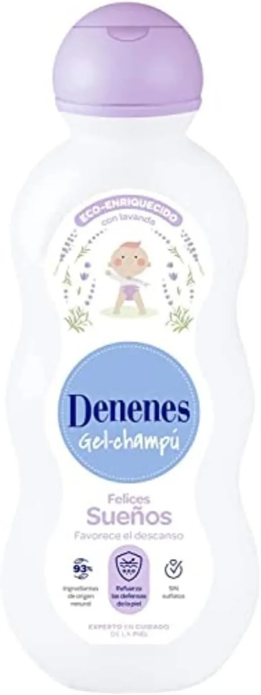Denenes ▫️ Felices Sueños - Gel de champô ecológico enriquecido com lavanda e 93% de ingredientes de origem natural, para relaxamento e cuidado durante o banho - 600 ml