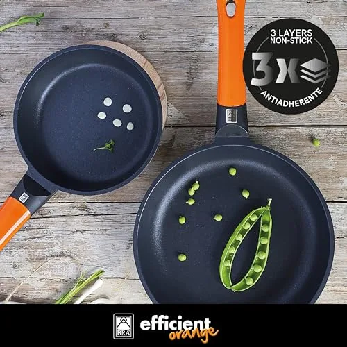 BRA ▫️ Efficient Orange | Conjunto de 3 frigideiras de 18, 22 e 26 cm 3