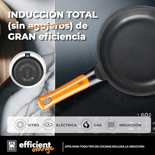 BRA ▫️ Efficient Orange | Conjunto de 3 frigideiras de 18, 22 e 26 cm 4