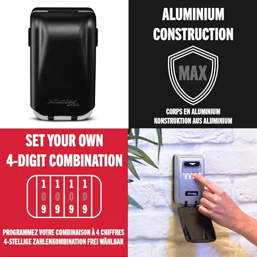 Master Lock ▫️ Cofre para chaves com retroiluminação [Médio] [Montagem na parede] - 5425EURD - Cofre de segurança, com retroiluminação + Fixação na parede 5