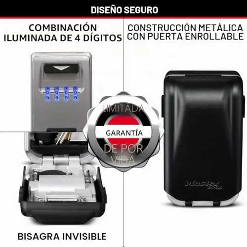 Master Lock ▫️ Cofre para chaves com retroiluminação [Médio] [Montagem na parede] - 5425EURD - Cofre de segurança, com retroiluminação + Fixação na parede 6