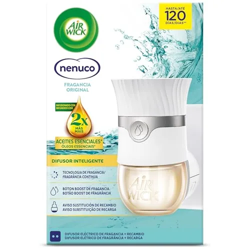 Air Wick ▫️ Elétrico: Aparelho e recarga de ambientador automático elétrico, essência para a casa com aroma a Nenuco - 1 aparelho e 1 recarga; 2