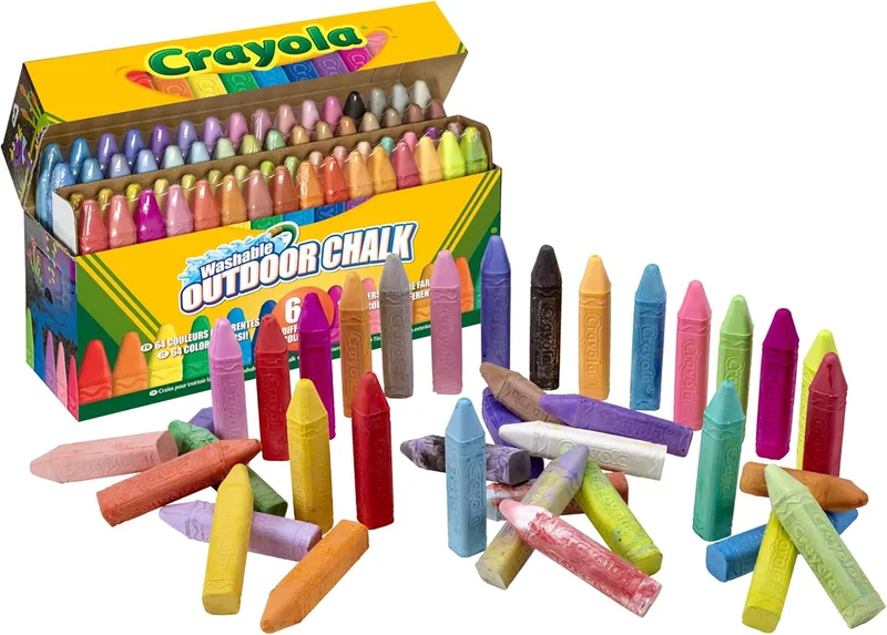 CRAYOLA ▫️ Giz de cor tamanho Maxi para desenhar no asfalto, cores sortidas, conjunto de 64 peças, não tóxico, adequado para crianças a partir dos 4 anos