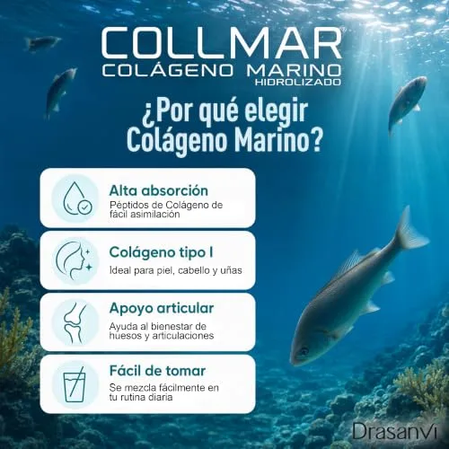 Drasanvi ▫️ COLLMAR Colagénio Marinho Hidrolisado com Ácido Hialurónico, Magnésio e Vitamina C | para cartilagens, ossos e pele | Dose elevada: 9 717 mg/dia | 300 g de pó = 28 dias | Sabor a limão 5