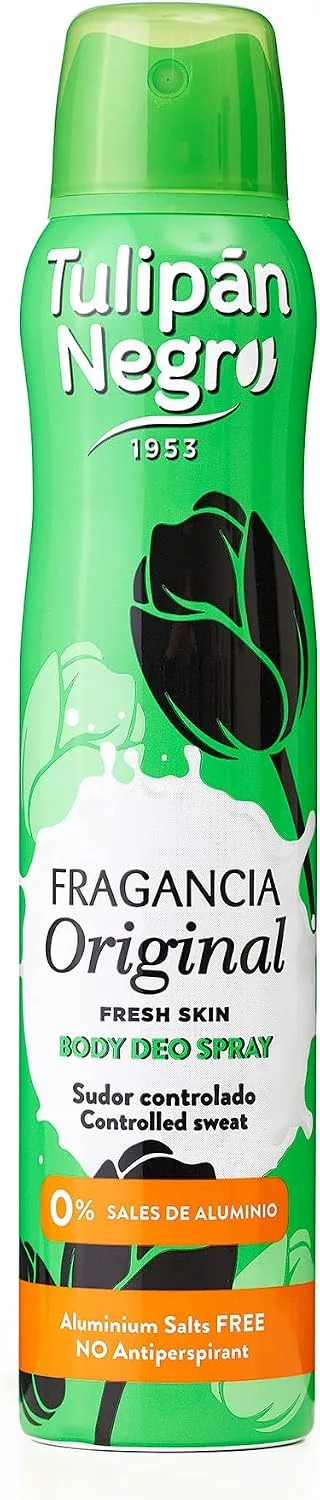 TULIPAN NEGRO ▫️ Tulipán Negro Desodorizante em Spray Original Unissexo, Sem Alumínio, 200 ml