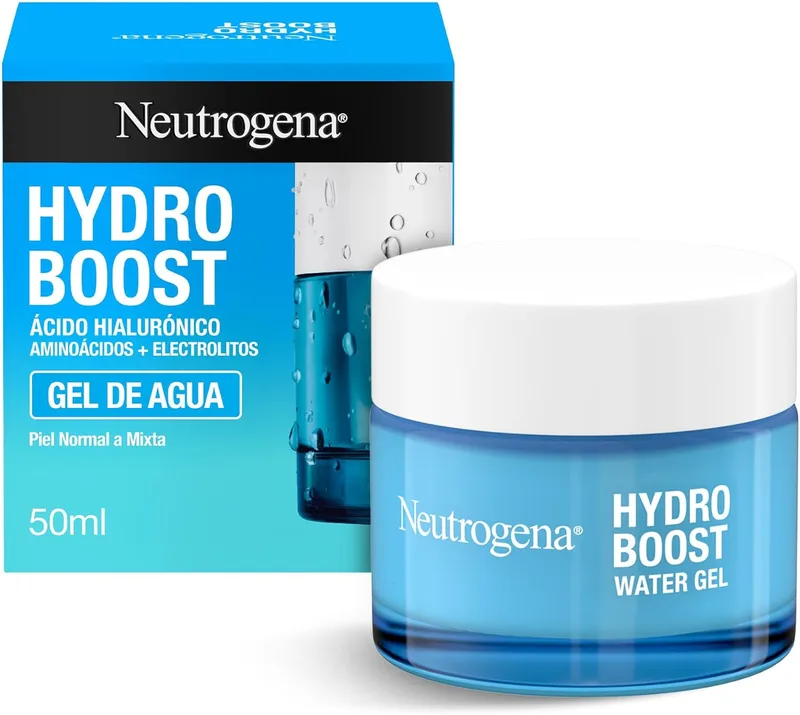 Neutrogena ▫️ Hydro Boost Gel de Água (50 ml), gel hidratante facial com ácido hialurónico e aminoácidos, 72 horas de hidratação, fórmula não oleosa, para pele normal ou mista