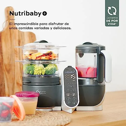 Babymoov ▫️ Nutribaby(+), Robô Multifunções 6 em 1, Cozedor a Vapor, Liquidificador, Grande Capacidade para o Bebé, Ideal para Cozinhar em Lotes, Cinzento 2