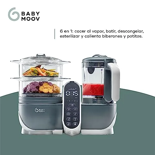 Babymoov ▫️ Nutribaby(+), Robô Multifunções 6 em 1, Cozedor a Vapor, Liquidificador, Grande Capacidade para o Bebé, Ideal para Cozinhar em Lotes, Cinzento 3