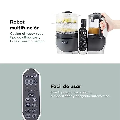 Babymoov ▫️ Nutribaby(+), Robô Multifunções 6 em 1, Cozedor a Vapor, Liquidificador, Grande Capacidade para o Bebé, Ideal para Cozinhar em Lotes, Cinzento 4