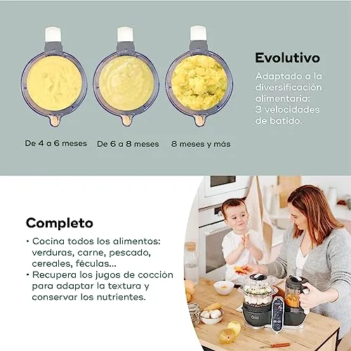 Babymoov ▫️ Nutribaby(+), Robô Multifunções 6 em 1, Cozedor a Vapor, Liquidificador, Grande Capacidade para o Bebé, Ideal para Cozinhar em Lotes, Cinzento 5