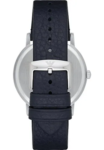 Emporio Armani ▫️ Relógio para homem, mecanismo de três ponteiros com data, caixa de 41 mm em aço inoxidável prateado com bracelete em pele, AR1692, 2