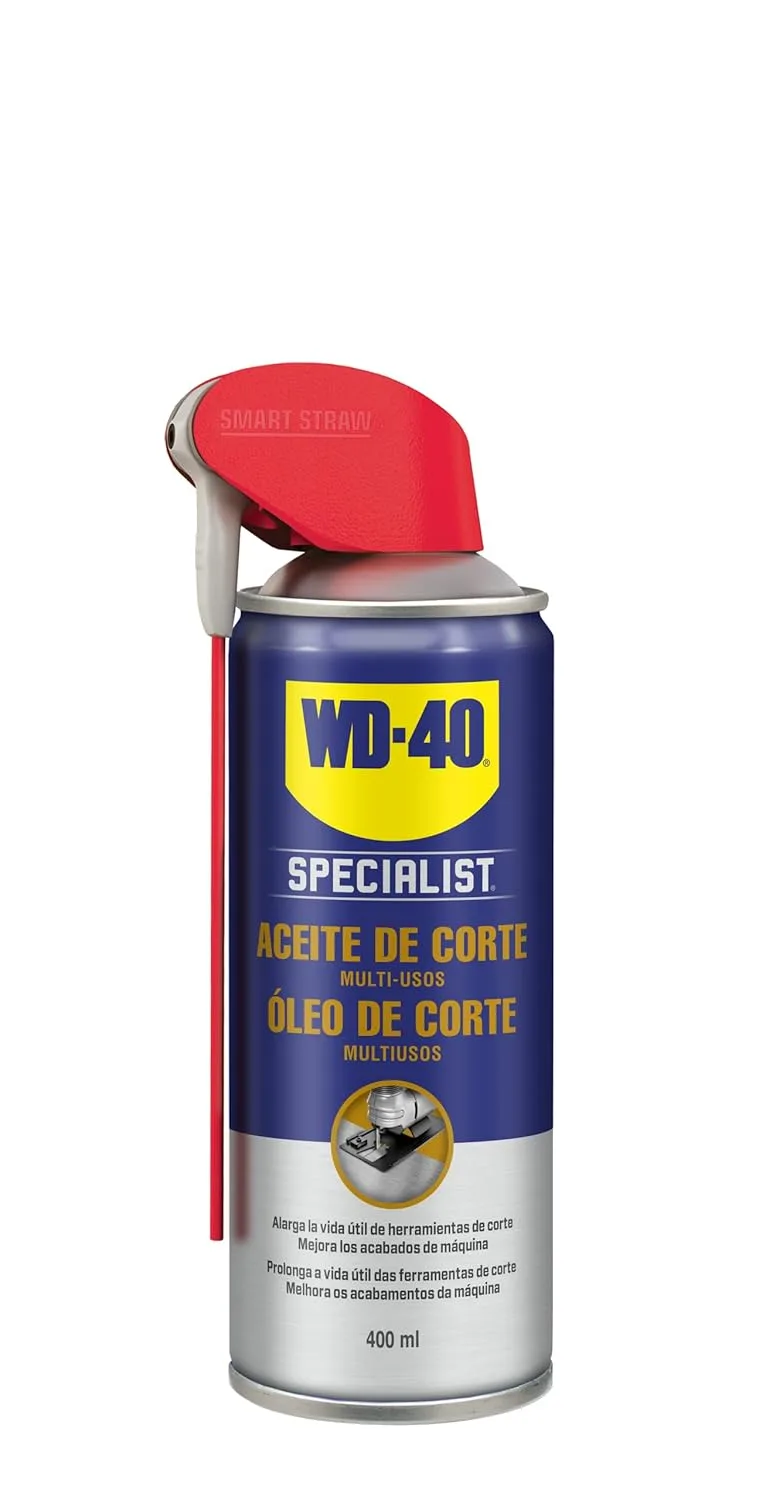 WD-40 ▫️ Specialist - Óleo para corte - Óleo que maximiza a vida útil dos equipamentos de corte e perfuração, furadeiras de coluna e serras - Pulverizador de dupla ação, pulverização a 360º - 400 ml