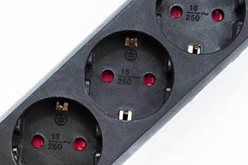 Meister ▫️ Extensão com 3 tomadas, 1,4 m, preta, com interruptor, IP20, 7430120 2