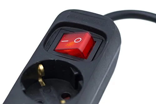 Meister ▫️ Extensão com 3 tomadas, 1,4 m, preta, com interruptor, IP20, 7430120 3