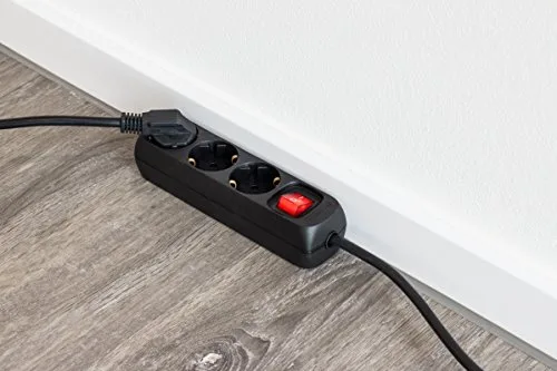 Meister ▫️ Extensão com 3 tomadas, 1,4 m, preta, com interruptor, IP20, 7430120 4