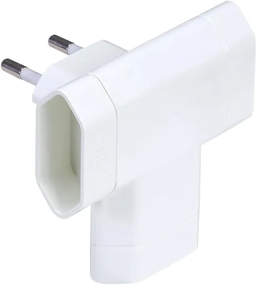 Simon ▫️ Adaptador com 3 tomadas laterais extra-plano de 10 A (250 V, 2500 W), tomada múltipla compacta para espaços reduzidos, cor branca