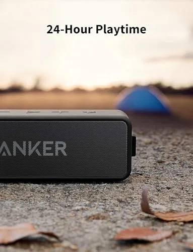 Anker ▫️ Soundcore 2: Altifalante Bluetooth portátil com som estéreo de 12 W, BassUp, resistência à água IPX7, 24 horas de reprodução, emparelhamento estéreo sem fios, para uso doméstico, ao ar livre e em viagem 2