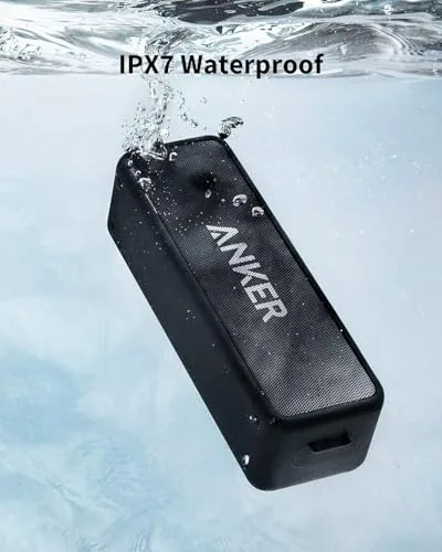 Anker ▫️ Soundcore 2: Altifalante Bluetooth portátil com som estéreo de 12 W, BassUp, resistência à água IPX7, 24 horas de reprodução, emparelhamento estéreo sem fios, para uso doméstico, ao ar livre e em viagem 3