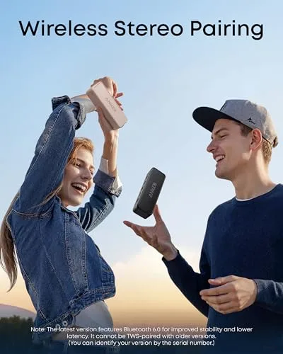 Anker ▫️ Soundcore 2: Altifalante Bluetooth portátil com som estéreo de 12 W, BassUp, resistência à água IPX7, 24 horas de reprodução, emparelhamento estéreo sem fios, para uso doméstico, ao ar livre e em viagem 6