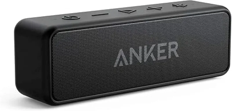 Anker ▫️ Soundcore 2: Altifalante Bluetooth portátil com som estéreo de 12 W, BassUp, resistência à água IPX7, 24 horas de reprodução, emparelhamento estéreo sem fios, para uso doméstico, ao ar livre e em viagem