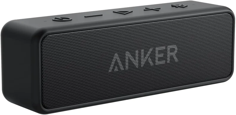 Anker ▫️ Altifalante Bluetooth potente SoundCore 2, bateria com autonomia de 24 horas, proteção contra a água IPX7, graves potentes com dois controladores de graves