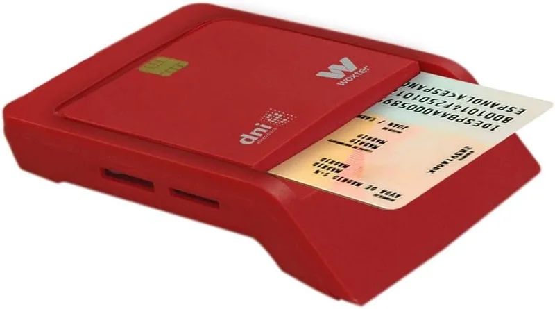 Woxter ▫️ Lector Dni Combo - Leitor de cartões de identificação electrónicos 3.0 e 4.0, compatível com cartões inteligentes, com 3 ranhuras para cartões, cor vermelha