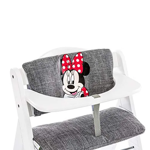 hauck ▫️ Almofada Deluxe para Cadeira Alta - Almofada para cadeiras altas de madeira evolutivas Alpha Plus, Beta Plus e Arketa - Almofada macia de 2 peças para cadeiras altas evolutivas - Fácil de fixar - Minnie Mouse cinzenta 2