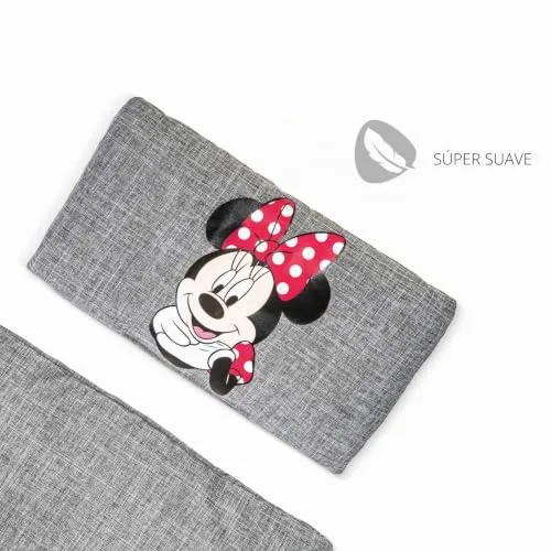 hauck ▫️ Almofada Deluxe para Cadeira Alta - Almofada para cadeiras altas de madeira evolutivas Alpha Plus, Beta Plus e Arketa - Almofada macia de 2 peças para cadeiras altas evolutivas - Fácil de fixar - Minnie Mouse cinzenta 3