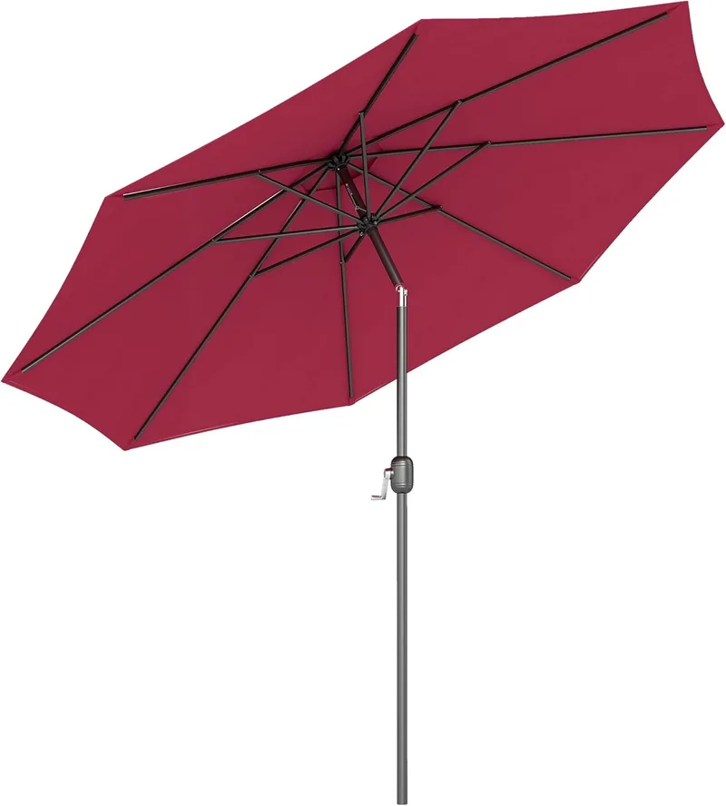 Outsunny ▫️ Guarda-sol de Jardim Ø300x250 cm com Manivela, Guarda-sol de Exterior com Mecanismo de Inclinação e Mastro Desmontável de Metal para Terraço, Piscina e Pátio