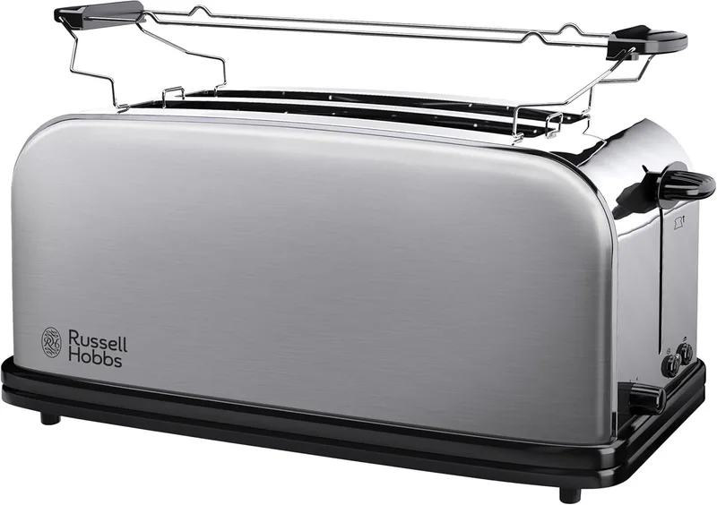 Russell Hobbs ▫️ Adventure 23610-56 – Torradeira, 2 ranhuras compridas e largas, para 4 fatias, aço inoxidável, prateada