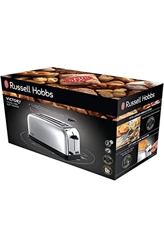 Russell Hobbs ▫️ Tostadeira Victory - 2 ranhuras longas e largas, capacidade para 4 fatias, tabuleiro recolhedor de migalhas, aquecedor de pãezinhos, funções de cancelamento e descongelamento, aço inoxidável, prateado - 23520-56 2