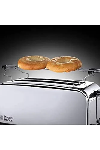 Russell Hobbs ▫️ Tostadeira Victory - 2 ranhuras longas e largas, capacidade para 4 fatias, tabuleiro recolhedor de migalhas, aquecedor de pãezinhos, funções de cancelamento e descongelamento, aço inoxidável, prateado - 23520-56 5