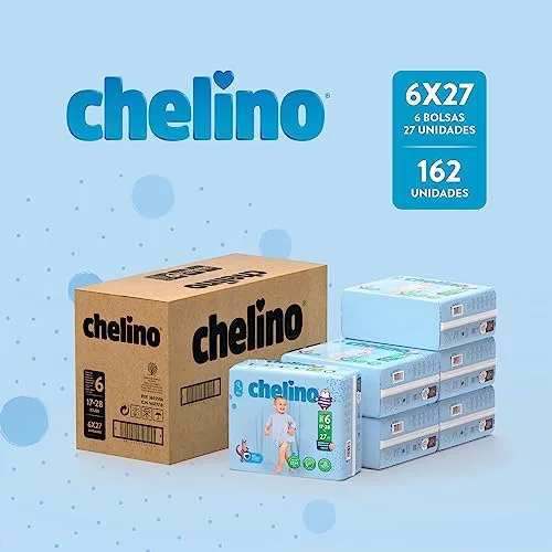 Chelino ▫️ Fraldas infantis Brancas, Tamanho 6 (Embalagem de 162) 5