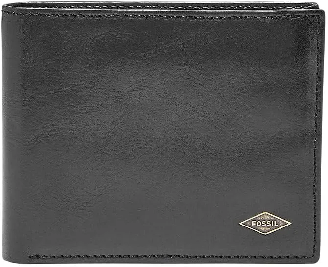 Fossil ▫️ Carteira para homem Ryan, em pele preta dobrável, 10,8 cm de comprimento x 1,91 cm de largura x 8,89 cm de altura ML3729001