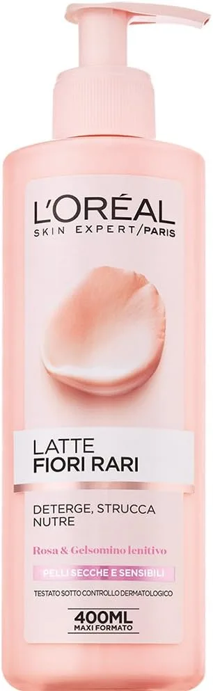 L'Oreal Paris ▫️ L'Oréal Paris Fiori Rari Creme desmaquilhante para rosto e olhos para peles secas e sensíveis - 200 ml Leite desmaquilhante para peles secas