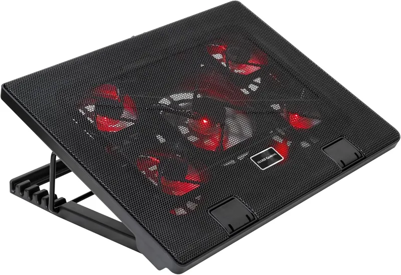 Mars Gaming ▫️ MNBC2, base para PC, 5 ventoinhas, LED vermelho, 2 x USB 2.0, 17,35", preto
