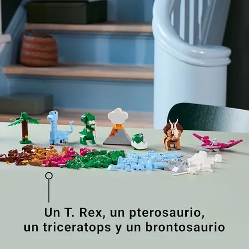 LEGO ▫️ Classic Dinossauros Criativos – Caixa de peças coloridas para construir um ovo de dinossauro, um Tiranossauro Rex, um Triceratops e um vulcão de brincar, presente para meninos e meninas a partir dos 5 anos 11041 3