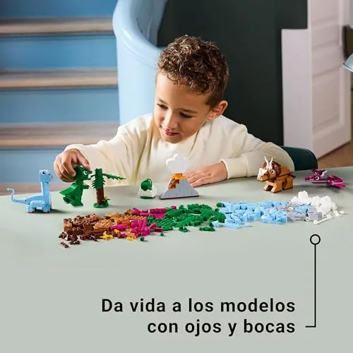 LEGO ▫️ Classic Dinossauros Criativos – Caixa de peças coloridas para construir um ovo de dinossauro, um Tiranossauro Rex, um Triceratops e um vulcão de brincar, presente para meninos e meninas a partir dos 5 anos 11041 5