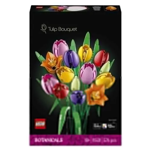 LEGO ▫️ Botanicals Ramo de Tulipas - Kit de Maquetes para Adultos com Flores Artificiais - Centro de Mesa Decorativo para a Sala com 14 Tulipas em 5 Cores - Presente para Mulheres - 11501 3