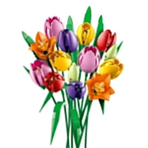 LEGO ▫️ Botanicals Ramo de Tulipas - Kit de Maquetes para Adultos com Flores Artificiais - Centro de Mesa Decorativo para a Sala com 14 Tulipas em 5 Cores - Presente para Mulheres - 11501 5