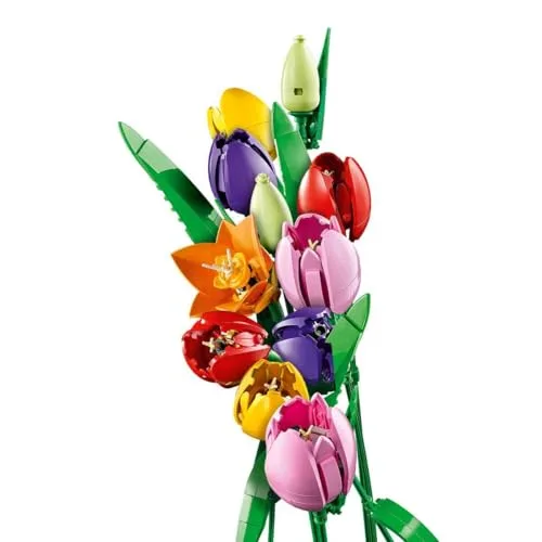 LEGO ▫️ Botanicals Ramo de Tulipas - Kit de Maquetes para Adultos com Flores Artificiais - Centro de Mesa Decorativo para a Sala com 14 Tulipas em 5 Cores - Presente para Mulheres - 11501 6