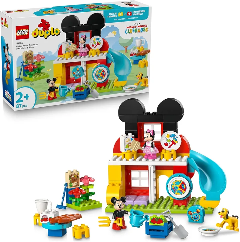 LEGO ▫️ Duplo Disney Casa do Mickey Mouse com a Minnie e o Pluto - Jogo educativo para a motricidade fina - 3 figuras e Toodles - Presente para meninos e meninas a partir dos 2 anos - 10465