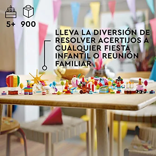 LEGO ▫️ 11029 Classic Caixa Criativa: Festa, Peças para jogos de mesa em família, Brinquedo para meninos e meninas a partir dos 5 anos, 12 mini-construções, carro, ursinho de peluche, unicórnio, ideia para presente 3
